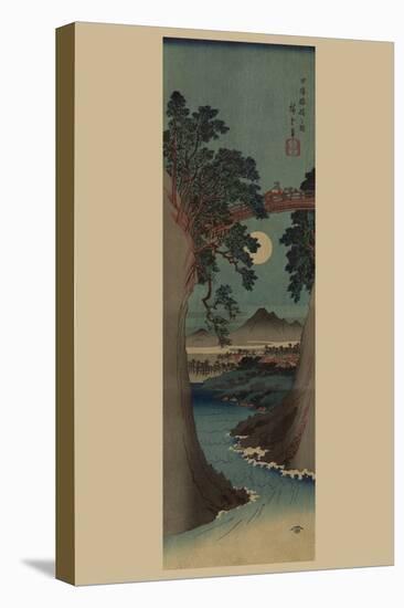 Saruhashi Bridge in Kai Province.-Ando Hiroshige-Stretched Canvas