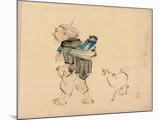 Saruhiki to Inu-Shibata Zeshin-Mounted Giclee Print