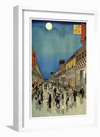Saruwaka Cho, Yoru Shibai, 1856-Ando Hiroshige-Framed Premium Giclee Print