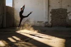 Beautiful Young Ballerina Dancing in Abandoned Building.-Sasa Prudkov-Framed Stretched Canvas