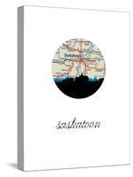 Saskatoon Map Skyline-Paperfinch 0-Stretched Canvas
