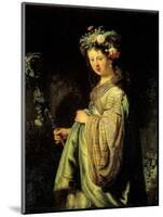 Saskia as Flora-Rembrandt van Rijn-Mounted Art Print