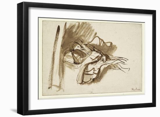 Saskia Asleep in Bed-Rembrandt van Rijn-Framed Giclee Print