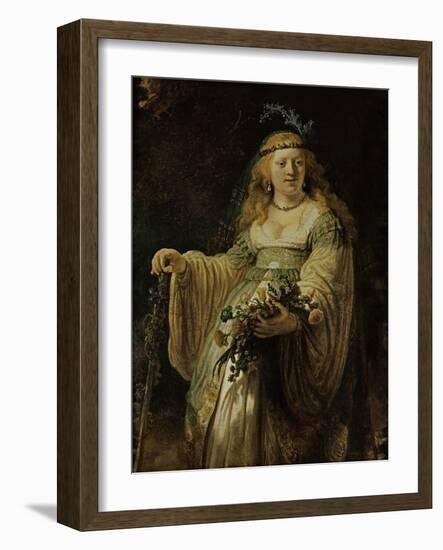 Saskia Van Ulenborch in Arcadian Costume, 1634-Rembrandt van Rijn-Framed Giclee Print