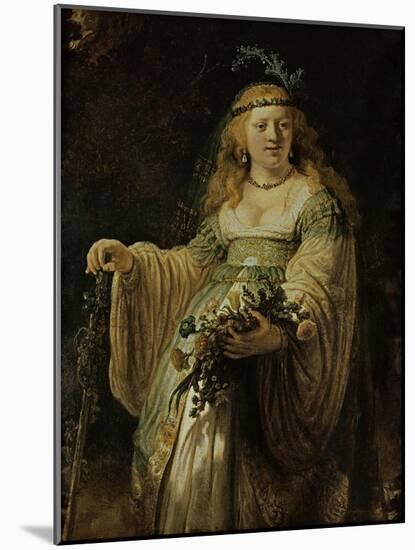 Saskia Van Ulenborch in Arcadian Costume, 1634-Rembrandt van Rijn-Mounted Giclee Print