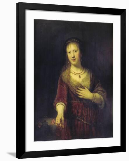 Saskia with a Red Flower, 1641-Rembrandt van Rijn-Framed Giclee Print