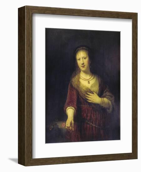 Saskia with a Red Flower, 1641-Rembrandt van Rijn-Framed Giclee Print