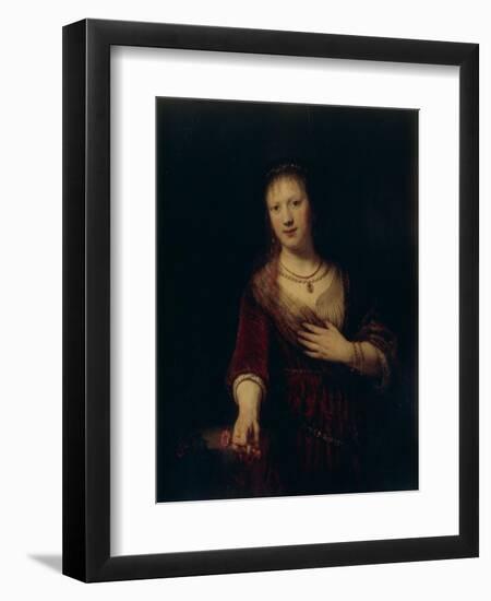 Saskia With a Red Flower-Rembrandt van Rijn-Framed Giclee Print