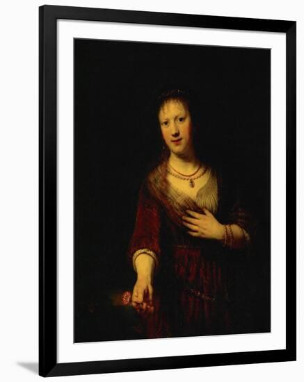 Saskia with a Red Flower-Rembrandt van Rijn-Framed Giclee Print