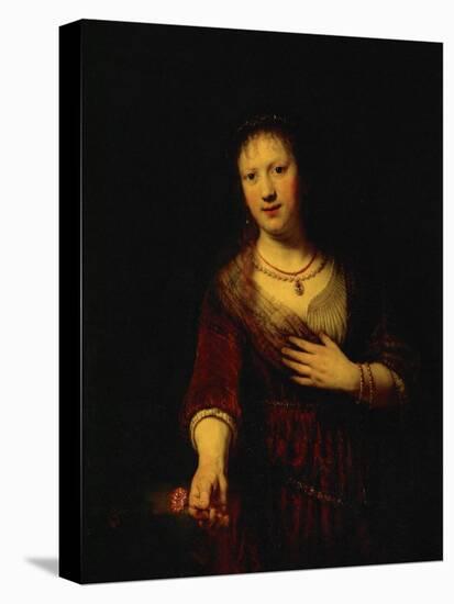 Saskia with a Red Flower-Rembrandt van Rijn-Stretched Canvas