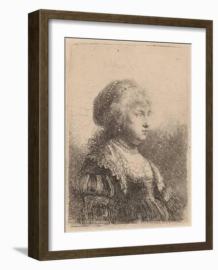 Saskia with Pearls in Her Hair, 1634-Rembrandt van Rijn-Framed Giclee Print