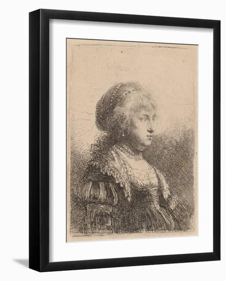 Saskia with Pearls in Her Hair, 1634-Rembrandt van Rijn-Framed Giclee Print