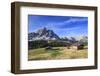 Sass de Putia in background enriched by green meadows. Passo delle Erbe. Puez Odle South Tyrol Dolo-ClickAlps-Framed Photographic Print