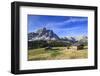 Sass de Putia in background enriched by green meadows. Passo delle Erbe. Puez Odle South Tyrol Dolo-ClickAlps-Framed Photographic Print