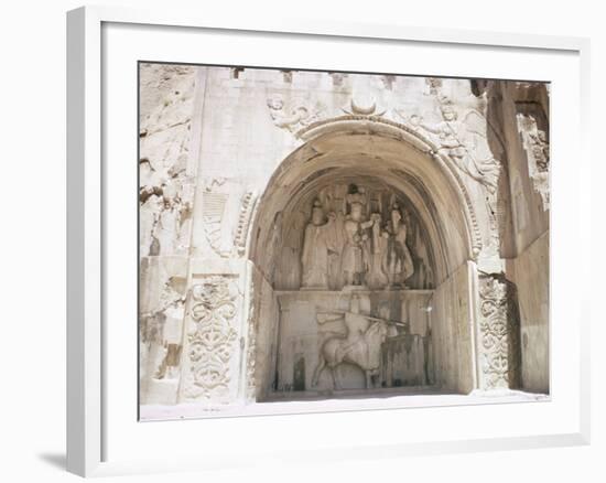 Sassanid Carvings Showing Khasrow II, Dating from the 4th Century AD, Tagh-E-Bostan, Iran-Peter Higgins-Framed Photographic Print