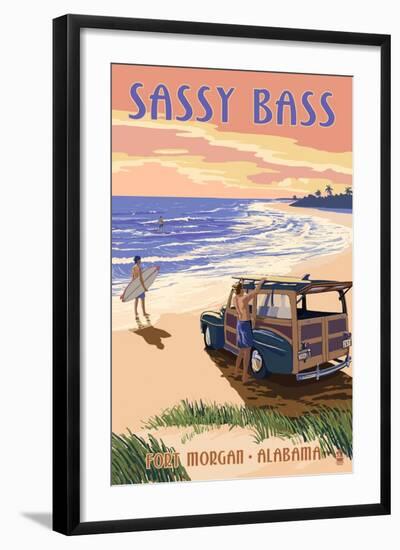 Sassy Bass - Fort Morgan, Alabama - Woody on the Beach-Lantern Press-Framed Art Print