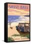 Sassy Bass - Fort Morgan, Alabama - Woody on the Beach-Lantern Press-Framed Stretched Canvas