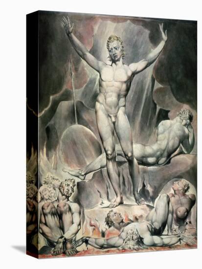 Satan Arousing the Rebel Angels, 1808-William Blake-Stretched Canvas