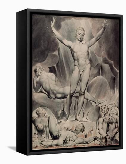 Satan Arousing the Rebel Angels-William Blake-Framed Stretched Canvas