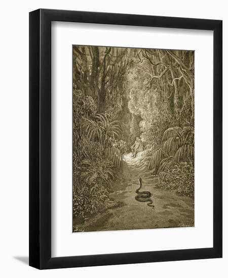 Satan As a Serpent Enters Paradise-Gustave Doré-Framed Giclee Print