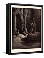 Satan at the Gates of Hell-Gustave Dore-Framed Stretched Canvas