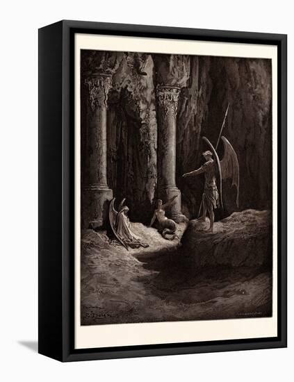 Satan at the Gates of Hell-Gustave Dore-Framed Stretched Canvas