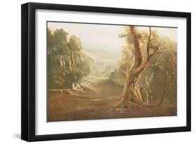 Satan Contemplating Adam and Eve in Paradise, from "Paradise Lost," by John Milton-John Martin-Framed Giclee Print