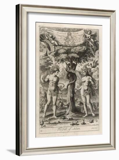 Satan Disguised as a Serpent Suggests to Eve That She and Adam Should Eat the Forbidden Fruit-J. Kip-Framed Art Print