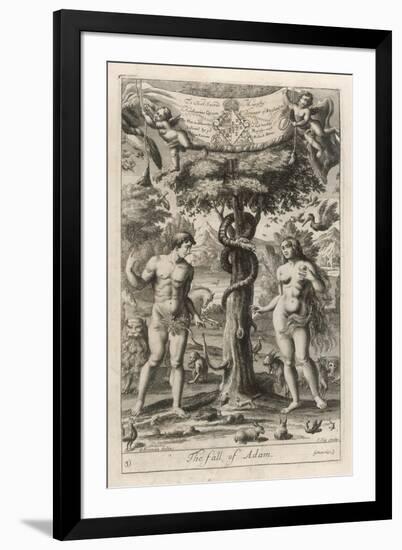 Satan Disguised as a Serpent Suggests to Eve That She and Adam Should Eat the Forbidden Fruit-J. Kip-Framed Premium Giclee Print