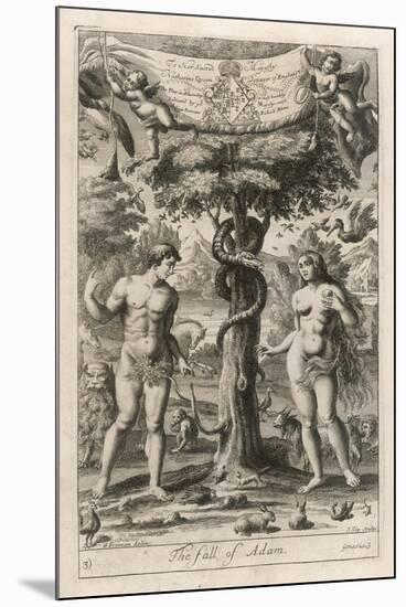 Satan Disguised as a Serpent Suggests to Eve That She and Adam Should Eat the Forbidden Fruit-J. Kip-Mounted Premium Giclee Print