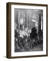 Satan in Council, from Book I of 'Paradise Lost' by John Milton (1608-74) Engraved by Stephane…-Gustave Dor?-Framed Giclee Print