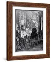 Satan in Council, from Book I of 'Paradise Lost' by John Milton (1608-74) Engraved by Stephane…-Gustave Dor?-Framed Giclee Print