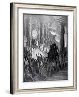 Satan in Council, from Book I of 'Paradise Lost' by John Milton (1608-74) Engraved by Stephane…-Gustave Dor?-Framed Giclee Print