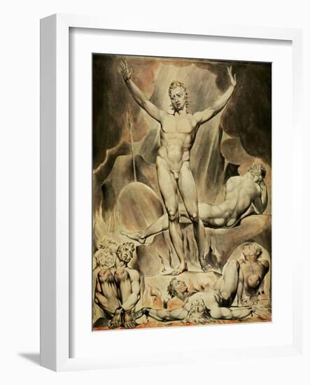 Satan rousing the rebellious angels. Paper.-William Blake-Framed Giclee Print