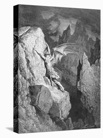 Satan's Flight Through Chaos, from 'Paradise Lost' by John Milton (1608-74) Engraved by Adolphe…-Gustave Doré-Stretched Canvas