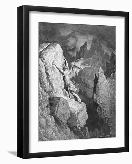 Satan's Flight Through Chaos, from 'Paradise Lost' by John Milton (1608-74) Engraved by Adolphe…-Gustave Doré-Framed Giclee Print