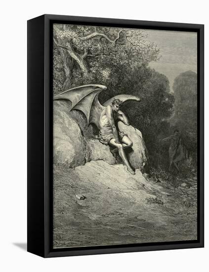Satan Schemes-Gustave Doré-Framed Stretched Canvas