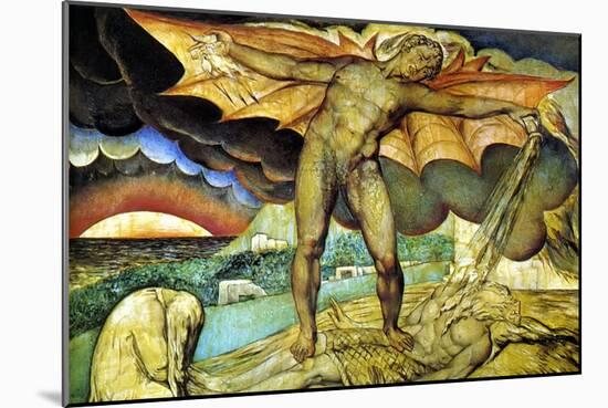 Satan Smiting Job with Sore Boils-William Blake-Mounted Art Print
