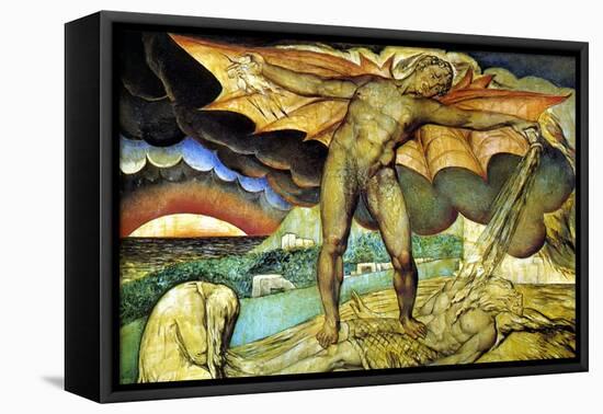 Satan Smiting Job with Sore Boils-William Blake-Framed Stretched Canvas