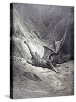 Satan Smitten by Michael, from Book VI of 'Paradise Lost' by John Milton (1608-74) Engraved by…-Gustave Doré-Stretched Canvas