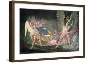 Satan Tempts Eve in the Dream, Paradise Lost by John Milton-John Martin-Framed Giclee Print