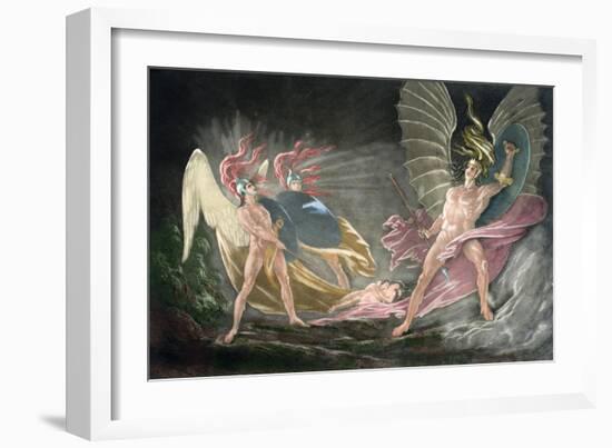 Satan Tempts Eve in the Dream, Paradise Lost by John Milton-John Martin-Framed Giclee Print