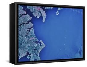 Satellite Image of Chesapeake Bay and Annapolis, Maryland-Stocktrek Images-Framed Stretched Canvas