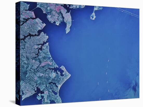 Satellite Image of Chesapeake Bay and Annapolis, Maryland-Stocktrek Images-Stretched Canvas