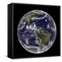 Satellite Image of Earth And Three Tropical Cyclones-Stocktrek Images-Framed Stretched Canvas