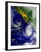 Satellite Image of Hurricane Nora Over the Pacific-null-Framed Photographic Print