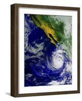 Satellite Image of Hurricane Nora Over the Pacific-null-Framed Photographic Print