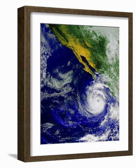 Satellite Image of Hurricane Nora Over the Pacific-null-Framed Photographic Print