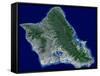 Satellite Image of Oahu, Hawaii-Stocktrek Images-Framed Stretched Canvas