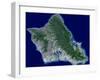 Satellite Image of Oahu, Hawaii-Stocktrek Images-Framed Photographic Print